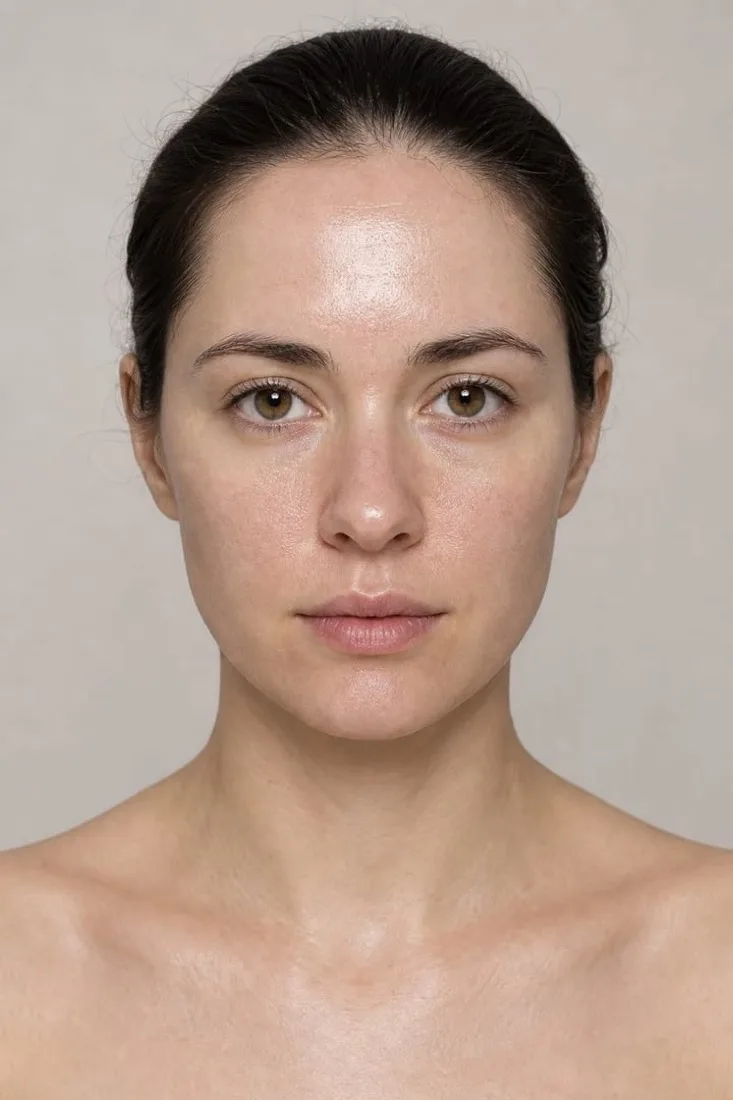 A client's own photograph before hydrating facial