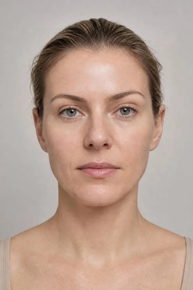 The same photograph simulated after microneedling